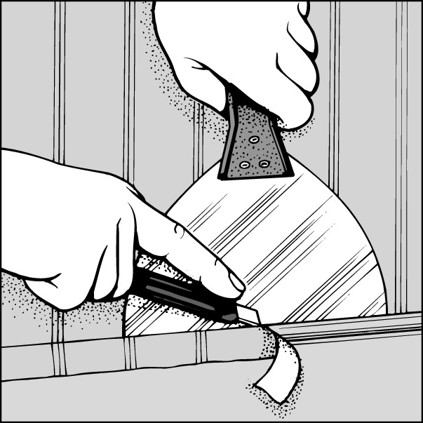 Figure 6-3: Trim the allowance by using just enough pressure to cut through the wall-paper cleanly in a single stroke.